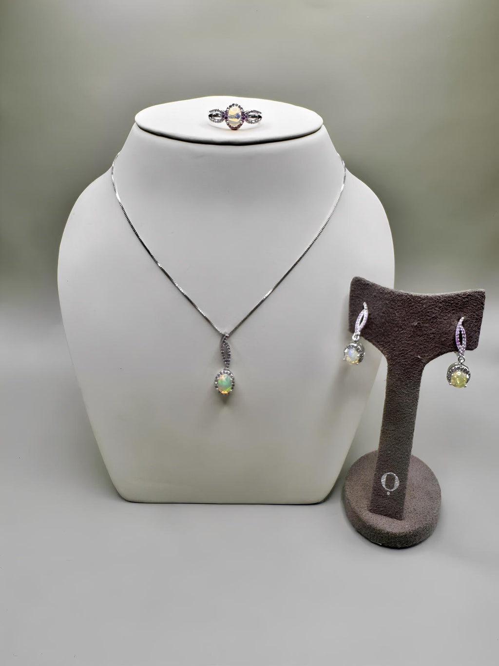 FIRE OPAL AND PINK SAPPHIRE SET