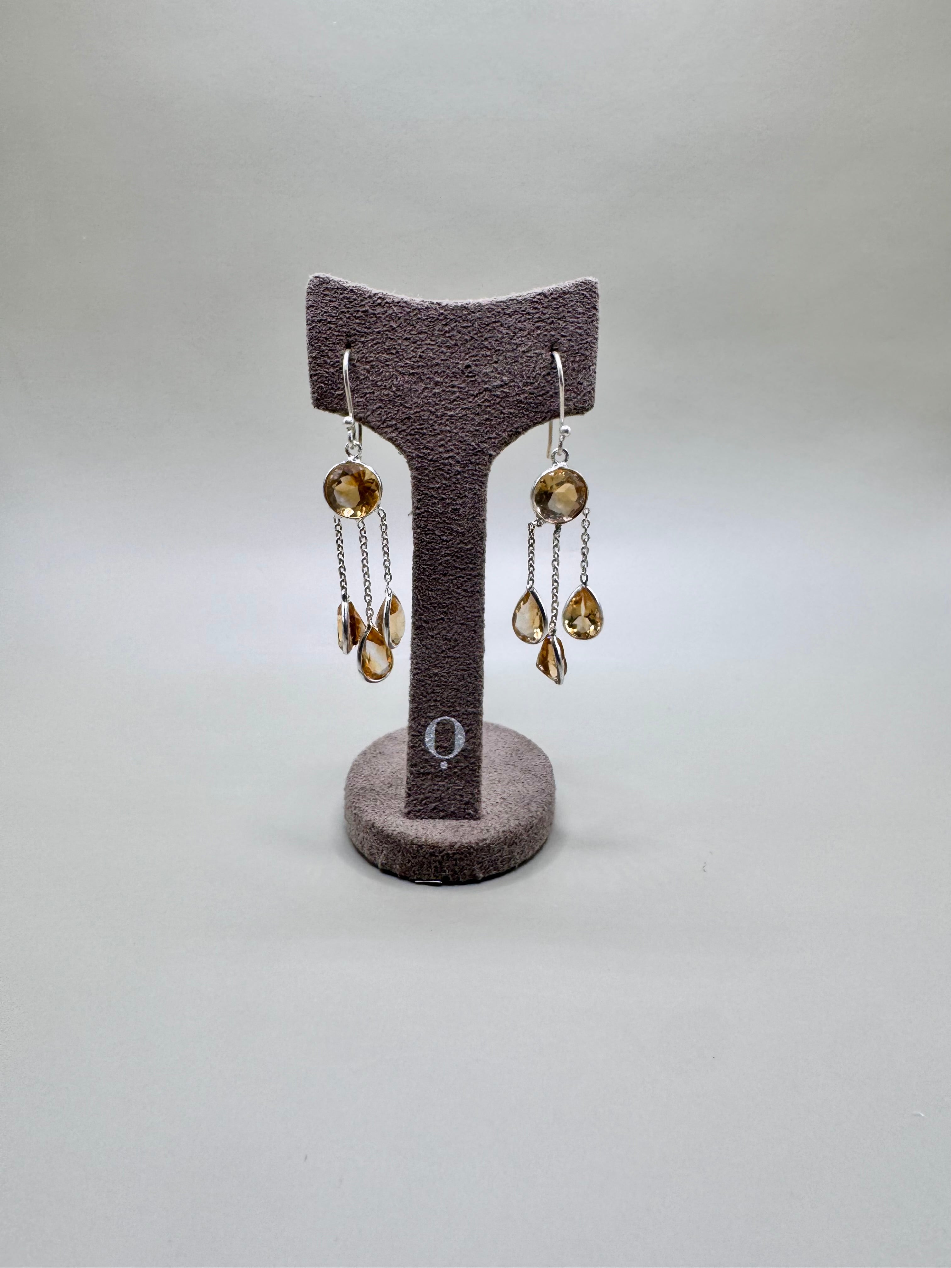 CITRINE SILVER DROP EARRINGS