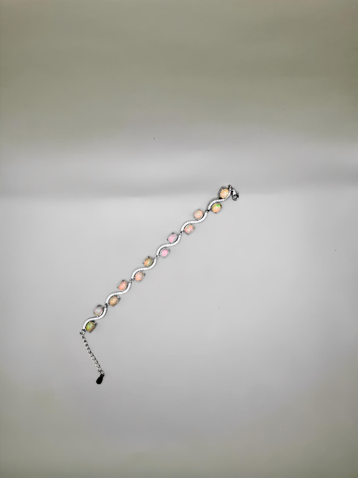 FIRE OPAL AND CLEAR QUARTZ BRACELET