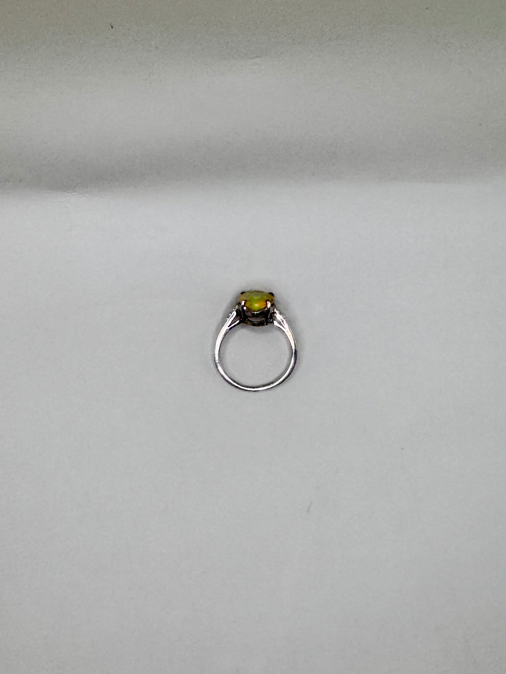 FIRE OPAL PEAR CUT AND DIAMONDS RING