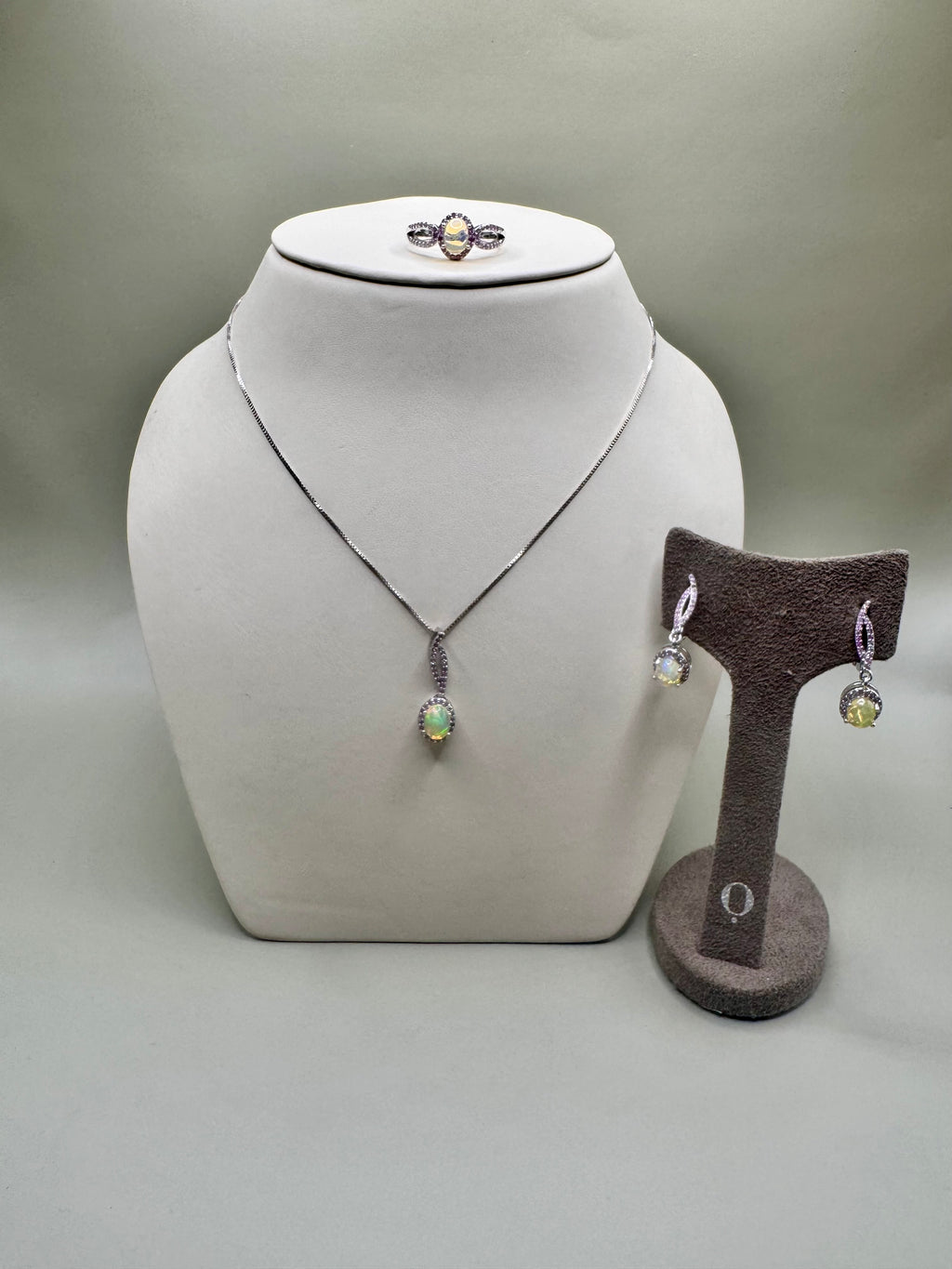 FIRE OPAL AND PINK SAPPHIRE SET